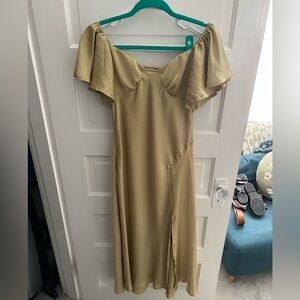 Boutique Satin Gold Maxi Dress